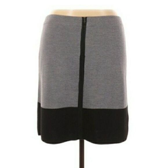 Ann Taylor Loft Skirt Straight Wool Knit Color Blocked Black Gray Size XL - Picture 6 of 11